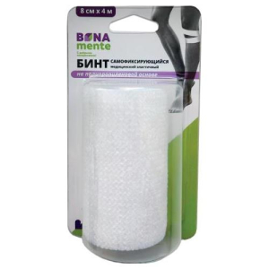 Бинт Бона менте эластичный самофиксирующий полипропилен 8смх4м белый