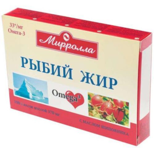 Мирролла рыбий жир капсулы 370мг №100 омега-3+масло шиповника  [mirrolla] бад