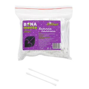 Палочки ватные Бона менте №200 п/э упаковка