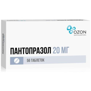 Пантопразол таблетки кишечнорастворимые покрытые оболочкой 20мг №56/озон