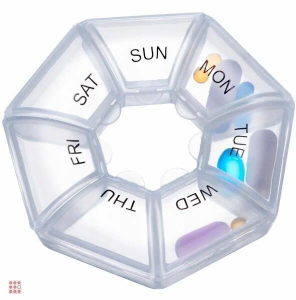 Жусима таблетница-контейнер 7 дней круглая с цифрами 7,5х7,5х2см