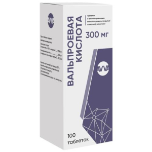 Вальпроевая кислота таблетки покрытые пленочной оболочкой с пролонгированным высвобождением 300мг №100