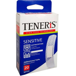 Тенерис сенситив лейкопластырь бактерицидный №20 с ионами серебра 19х76мм неткан белый
