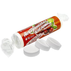 Аскорбиновая кислота-марбиофарм таблетки 25мг 3.0г №10 клюква крутка