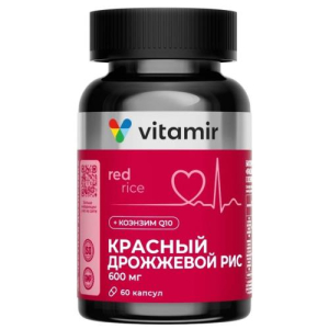 Витамир красный дрожжевой рис 600мг + коэнзим q10 капсулы 630мг №60 бад