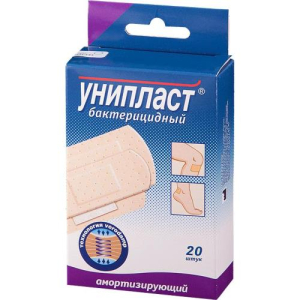 Унипласт лейкопластырь бактерицидный №20 амортиз
