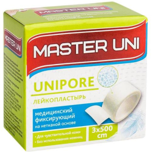 Мастер юни юнипор лейкопластырь медицинский фиксирующий 3х500см н/ткан.