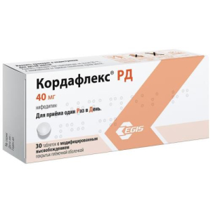 Кордафлекс рд таблетки с модифицированным высвобождением, покрытые пленочной оболочкой 40мг №30