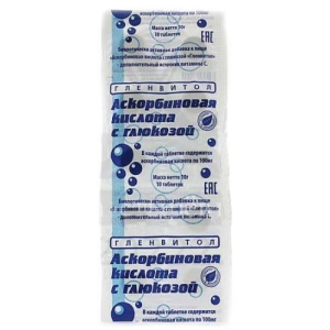 Аскорбиновая кислота гленвитол с глюкозой таблетки 100мг 1.0г №10 стрип