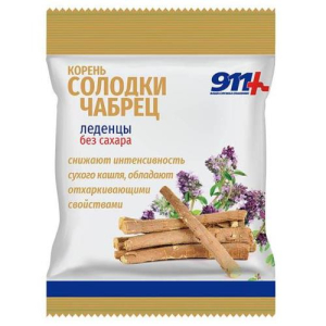 911 ваша служба спасения леденцы без сахара 50г корень солодки, чабрец с вит.С бад