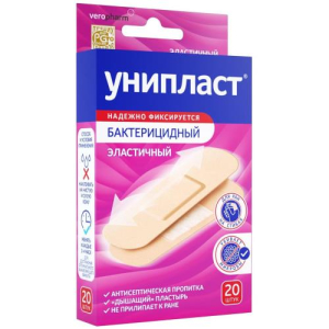 Унипласт лейкопластырь бактерицидный №20 1,9х7,2см эласт