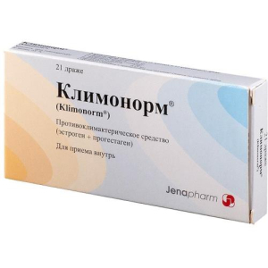 Климонорм таблетки покрытые пленочной оболочкой набор №21 /в наборе: таблетки 2-х видов - желтые (эстрадиола валерат 2 мг)-9 шт., коричневые (эстрадио