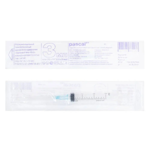Паскаль шприцы инъекционный стерильный 3-х компонентный 3мл №100 игла 23g 0,6х30мм типа луер