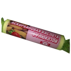 Аскорбиновая кислота гленвитол с глюкозой таблетки жевательные 25мг 3.0г №10 банан + клубника крутка