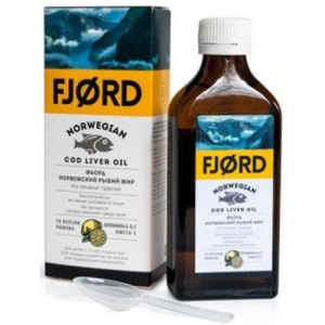 Фьорд рыбий жир 200мл норвежский из печени трески с  лимоном