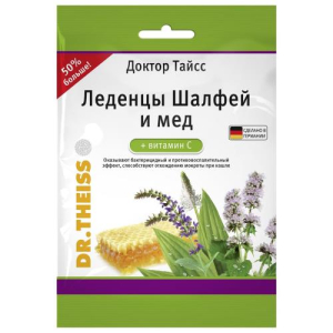 Доктор тайсс леденцы 75г шалфей + мед + вит с