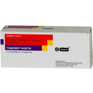 Тидомет форте таблетки 250мг + 25мг №100