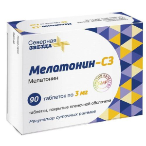 Мелатонин-сз таблетки покрытые пленочной оболочкой 3мг №90