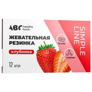 Авс хэлси фуд жевательная резинка №12 (16г) клубника без сахара  [abc healthy food]