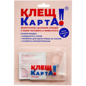 Клещкарта устройство для извлечения клещей/набор