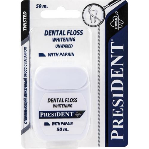 Президент зубная нить 50м флосс отбел с папаином /арт 134/