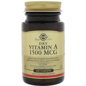 Солгар витамин а сухой таблетки 1500мкг №100 бад