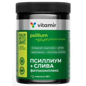 Витамир псиллиум+слива фитокомплекс пор 180г бад