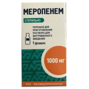 Меропенем порошок для приготовления раствора для внутривенного введения 1000мг №1