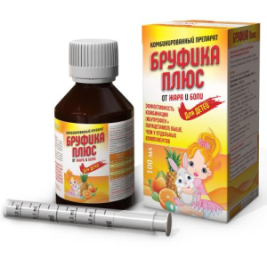 Бруфика плюс суспензия для приема внутрь 100мг + 162.5мг/5мл 100мл в комплекте со шприцем-дозатором или ложкой мерной