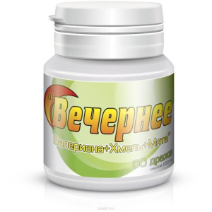 Вечернее валериана + хмель + мята драже 200мг №60 бад