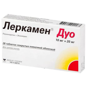 Леркамен дуо таблетки покрытые пленочной оболочкой 10мг + 20мг №28 