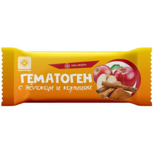 Гематоген плитка 40г с яблоком и корицей