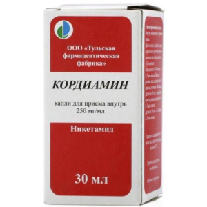 Кордиамин капли для приема внутрь 250мг/мл 30мл /в комплекте с пробкой-капельницей/