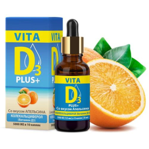 Вита д3 раствор водный 500ме/кап 30мл плюс апельсин