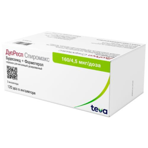 Дуоресп спиромакс порошок для ингаляций дозированный 160мкг+4,5мкг/доза 120доз №3