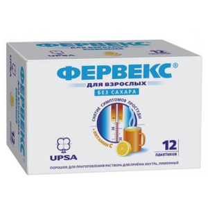 Фервекс порошок для приготовления раствора для приема внутрь 500мг + 25мг + 200мг №12 лимон б/сах