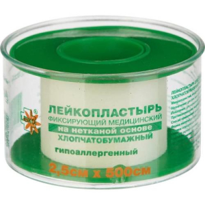 Лейко лейкопластырь медицинский фиксирующий 2.5смх500см н/ткан.