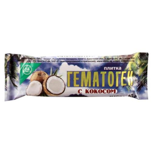 Гематоген плитка 40г с кокосом /экзон/бад