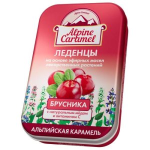 Альпийская карамель леденцы 53г детские мед + витамин с брусника