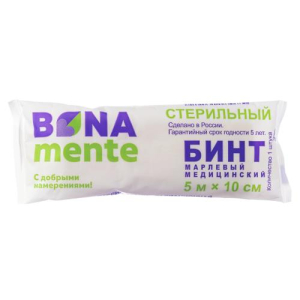 Бинт Бона менте медицинский марлевый стерильный 5м х10см 