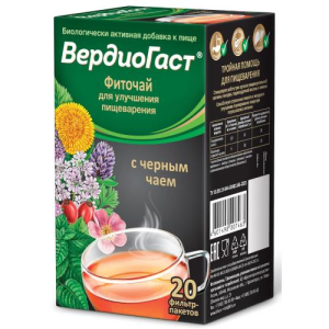 Вердиогаст фиточай 1,5г №20 д/улучшен. пищеварения с черн. чаем