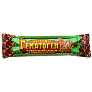 Гематоген русский плитка 40г в шоколад. глаз. кедровый орех бад