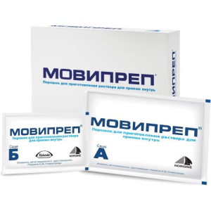 Мовипреп порошок для приготовления раствора для приема внутрь 122.496г №2 /саше а - 111,896 г-2 шт. и саше б - 10,6 г-2 шт./