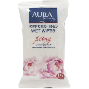 Аура бьюти салфетки влажные  №15 освежающ. пион