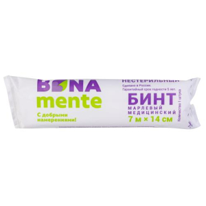 Бинт Бона менте медицинский марлевый нестерильный 7м х14см