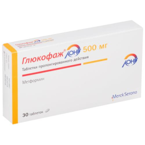 Глюкофаж лонг таблетки с пролонгированным высвобождением 500мг №30