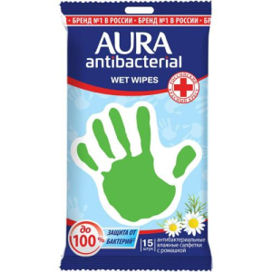 Аура антибактериал салфетки влажные  №15 ромашка