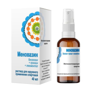 Меновазин раствор для наружного применения спиртовой 40мл /в комплекте с насадкой-распылителем-1 шт./