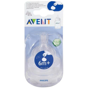 Авент анти-колик соска силиконовая №2 д/густых жидкост. 6мес +  /арт.scf636/27/