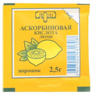 Аскорбиновая кислота порошок для приготовления раствора для приема внутрь 2.5г №1